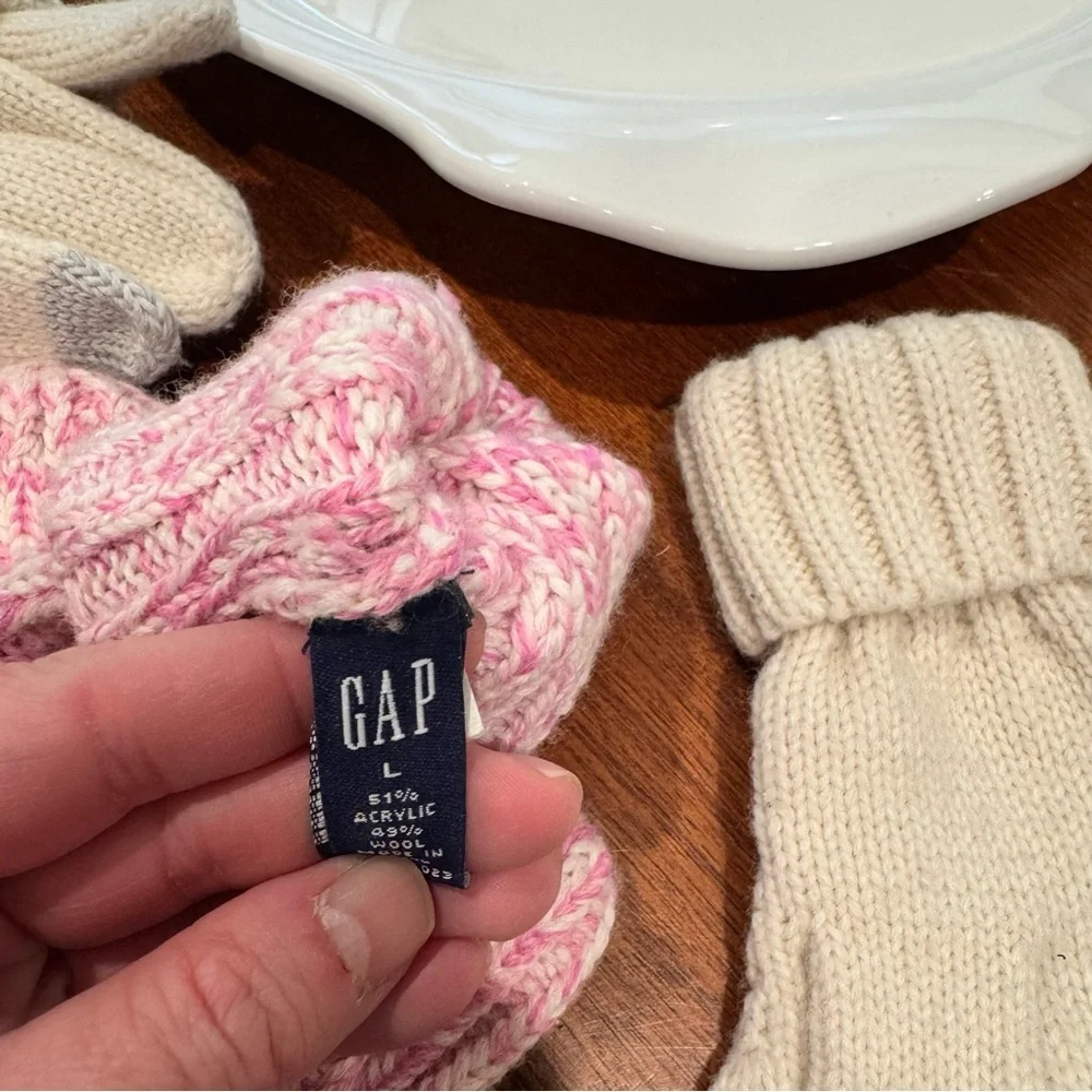 Gap Cozy Kids' Mittens Set - Pink and Cream